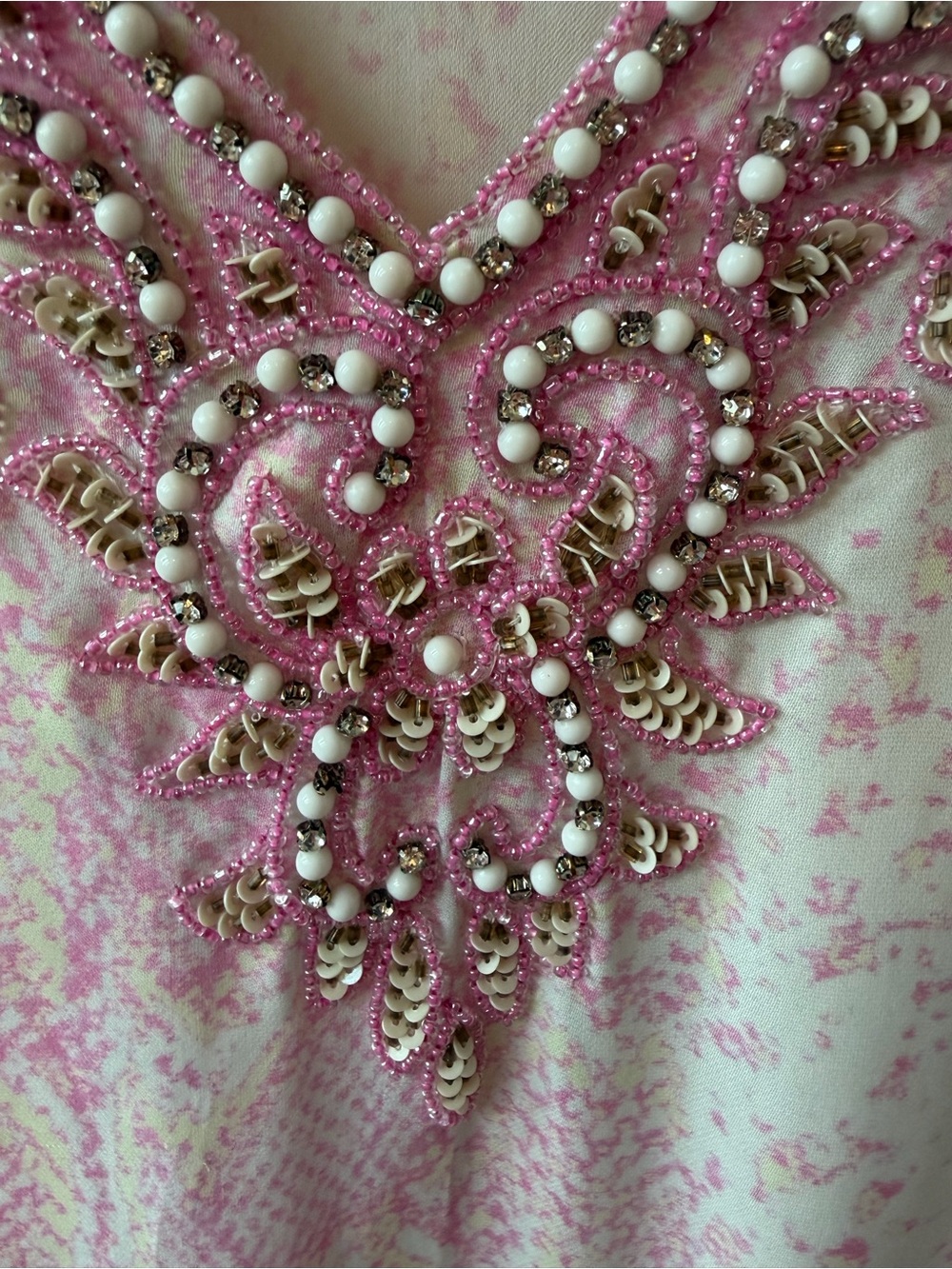 Embellished Pink Women's Top with Beaded Detail